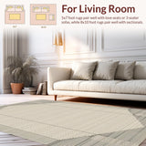 Ultra Soft Area Rug, Non Slip, Stain Resistant, Washable Area Rugs for Living Room, Bedroom, Rustic Neutral Trellis Texture(Beige)
