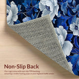 Ultra Soft Area Rug, Non Slip, Stain Resistant, Washable Area Rugs for Living Room, Bedroom, Midnight Bloom Abstract Floral Design Rug for Home Decor(Blue)
