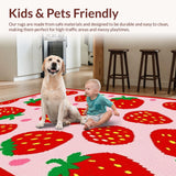 Ultra Soft Area Rug, Non Slip, Stain Resistant, Washable Area Rugs for Living Room, Bedroom, Soft Absorbent Retro Fruit Pattern(Red)