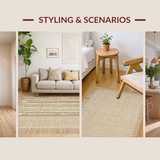 Ultra Soft Area Rug, Non Slip, Stain Resistant, Washable Area Rugs for Living Room, Bedroom, Farmhouse Inspired Braided Texture(Beige)