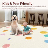 Ultra Soft Area Rug, Non Slip, Stain Resistant, Washable Area Rugs for Living Room, Bedroom, Elegant Subtle Dot Textural Appeal(White)