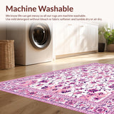 Ultra Soft Area Rug, Non Slip, Stain Resistant, Washable Area Rugs for Living Room, Bedroom, Playful Modern Blossom Layout(Pink)