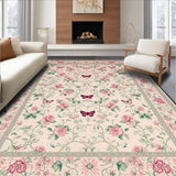 Ultra Soft Area Rug, Non Slip, Stain Resistant, Washable Area Rugs for Living Room, Bedroom, Charming Pink Floral Whirl Patterns(Pink)