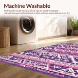 Ultra Soft Area Rug, Non Slip, Stain Resistant, Washable Area Rugs for Living Room, Bedroom, Artful Pink and Gold Design Fusion(Purple)