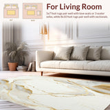 Ultra Soft Area Rug, Non Slip, Stain Resistant, Washable Area Rugs for Living Room, Bedroom, Luxurious Beige Bathroom Abstract Marble Stone Design(White)