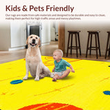 Ultra Soft Area Rug, Non Slip, Stain Resistant, Washable Area Rugs for Living Room, Bedroom, Galactic Bright Whimsical Pattern(Yellow)
