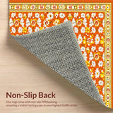 Ultra Soft Area Rug, Non Slip, Stain Resistant, Washable Area Rugs for Living Room, Bedroom, Vibrant Floral Daisy Motif(Orange)