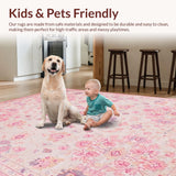 Ultra Soft Area Rug, Non Slip, Stain Resistant, Washable Area Rugs for Living Room, Bedroom, Delicate Soft Pink Abstract(Pink)
