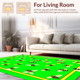 Ultra Soft Area Rug, Non Slip, Stain Resistant, Washable Area Rugs for Living Room, Bedroom, Lively Black Contemporary Print(Green)