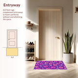 Ultra Soft Area Rug, Non Slip, Stain Resistant, Washable Area Rugs for Living Room, Bedroom, Fun and Lively Paw Pattern Aesthetic(Purple)