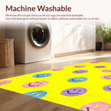 Ultra Soft Area Rug, Non Slip, Stain Resistant, Washable Area Rugs for Living Room, Bedroom, Cheerful Whimsical Emotion Design(Yellow)