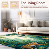 Ultra Soft Area Rug, Non Slip, Stain Resistant, Washable Area Rugs for Living Room, Bedroom, Charming Animal Print Wonderland(Green)
