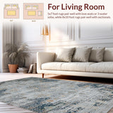 Ultra Soft Area Rug, Non Slip, Stain Resistant, Washable Area Rugs for Living Room, Bedroom, Rustic Grey Distressed Medallion(Gray)