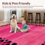 Ultra Soft Area Rug, Non Slip, Stain Resistant, Washable Area Rugs for Living Room, Bedroom, Lively Pink Animal Kingdom Vibe(Pink)