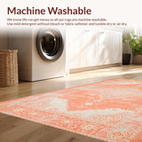 Ultra Soft Area Rug, Non Slip, Stain Resistant, Washable Area Rugs for Living Room, Bedroom, Refined Geometric Terracotta Palette(Orange)