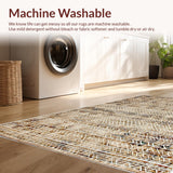 Ultra Soft Area Rug, Non Slip, Stain Resistant, Washable Area Rugs for Living Room, Bedroom, Light Brown Farmhouse Dining Table Area Rug(White)