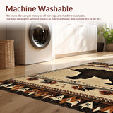 Ultra Soft Area Rug, Non Slip, Stain Resistant, Washable Area Rugs for Living Room, Bedroom, Nature-Inspired Lodge Charm(Beige)