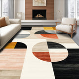 Modern Abstract Geometric Circles Warm Colors Area Beige Black(Gray)