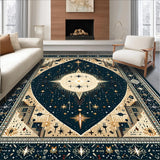 Ultra Soft Area Rug, Non Slip, Stain Resistant, Washable Area Rugs for Living Room, Bedroom, Mystical Crescent Stellar Aesthetic(Blue)