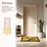 Ultra Soft Area Rug, Non Slip, Stain Resistant, Washable Area Rugs for Living Room, Bedroom, Dynamic Yellow Black Print(Black)