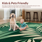 Ultra Soft Area Rug, Non Slip, Stain Resistant, Washable Area Rugs for Living Room, Bedroom, Botanical Green Nature Motif(Green)