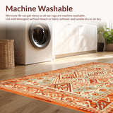 Ultra Soft Area Rug, Non Slip, Stain Resistant, Washable Area Rugs for Living Room, Bedroom, Bold Retro Ethnic Print(Orange)