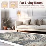 Ultra Soft Area Rug, Non Slip, Stain Resistant, Washable Area Rugs for Living Room, Bedroom, Elegant Distressed Vintage Motif(Gray)