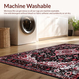 Ultra Soft Area Rug, Non Slip, Stain Resistant, Washable Area Rugs for Living Room, Bedroom, Chic Abstract Artful Floral Composition(Black)