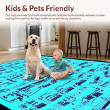 Ultra Soft Area Rug, Non Slip, Stain Resistant, Washable Area Rugs for Living Room, Bedroom, Innovative Abstract Music Vibes(Blue)