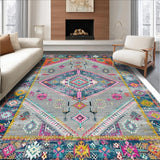 Ultra Soft Area Rug, Non Slip, Stain Resistant, Washable Area Rugs for Living Room, Bedroom, Elegant Vintage Geometric Aesthetic(Gray)