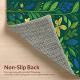Ultra Soft Area Rug, Non Slip, Stain Resistant, Washable Area Rugs for Living Room, Bedroom, Rustic Earthy Insect Print Design(Green)