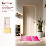 Ultra Soft Area Rug, Non Slip, Stain Resistant, Washable Area Rugs for Living Room, Bedroom, Contemporary Pink Striped Design(Pink)