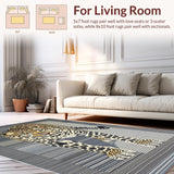 Ultra Soft Area Rug, Non Slip, Stain Resistant, Washable Area Rugs for Living Room, Bedroom, Minimalist Grey Animal Motif(Black)