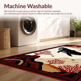Ultra Soft Area Rug, Non Slip, Stain Resistant, Washable Area Rugs for Living Room, Bedroom, Artistic Red Nautical Illustration(Red)