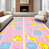 Ultra Soft Area Rug, Non Slip, Stain Resistant, Washable Area Rugs for Living Room, Bedroom, Bright Cheerful Learning Adventure Rug(Pink)