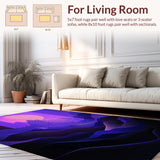 Ultra Soft Area Rug, Non Slip, Stain Resistant, Washable Area Rugs for Living Room, Bedroom, Lively Wave-Inspired Decorative Piece(Purple)
