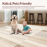 Ultra Soft Area Rug, Non Slip, Stain Resistant, Washable Area Rugs for Living Room, Bedroom, Stylish Area Reflection Collection Contemporary Textured Design(Beige)