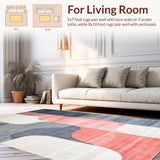 Ultra Soft Area Rug, Non Slip, Stain Resistant, Washable Area Rugs for Living Room, Bedroom, Contemporary Pastel Geometric Motif(Gray)
