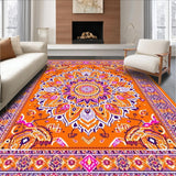 Ultra Soft Area Rug, Non Slip, Stain Resistant, Washable Area Rugs for Living Room, Bedroom, Eclectic Earthy Floral Inspiration(Orange)