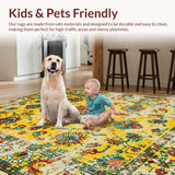 Ultra Soft Area Rug, Non Slip, Stain Resistant, Washable Area Rugs for Living Room, Bedroom, Stylish Warm Color Palette Design(Yellow)