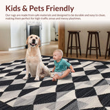Ultra Soft Area Rug, Non Slip, Stain Resistant, Washable Area Rugs for Living Room, Bedroom, Elegant Abstract Patterned Entrance Mat(Black)