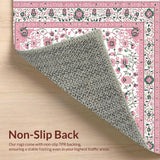 Ultra Soft Area Rug, Non Slip, Stain Resistant, Washable Area Rugs for Living Room, Bedroom, Modern Faded Flower Pattern(Pink)