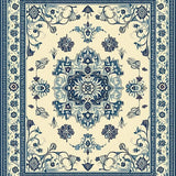 Ultra Soft Area Rug, Non Slip, Stain Resistant, Washable Area Rugs for Living Room, Bedroom, Caria Collection Elegant Ocean Medallion Area With Non Slip Backing(Ivory)