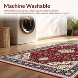 Ultra Soft Area Rug, Non Slip, Stain Resistant, Washable Area Rugs for Living Room, Bedroom, Sophisticated Intricate Ogee Style(Red)