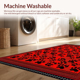 Ultra Soft Area Rug, Non Slip, Stain Resistant, Washable Area Rugs for Living Room, Bedroom, Contemporary Elegant Fluffy Pattern(Red)