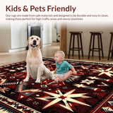 Ultra Soft Area Rug, Non Slip, Stain Resistant, Washable Area Rugs for Living Room, Bedroom, Rustic Texas Star Farmhouse Kitchen Anti-Fatigue Mat(Red)