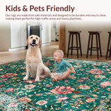 Deep Emerald Distressed Floral Motif(Green)