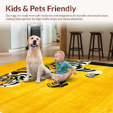 Ultra Soft Area Rug, Non Slip, Stain Resistant, Washable Area Rugs for Living Room, Bedroom, Yellow Black Tiger Area Rug for Boho Home Decor(Yellow)