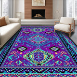 Ultra Soft Area Rug, Non Slip, Stain Resistant, Washable Area Rugs for Living Room, Bedroom, Charming Vibrant Folk Design(Purple)