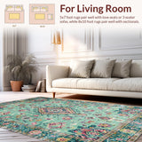 Ultra Soft Area Rug, Non Slip, Stain Resistant, Washable Area Rugs for Living Room, Bedroom, Cozy Earthy Medallion Design(Green)